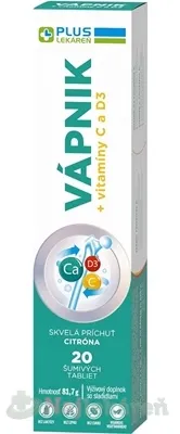 Plus Lekáreň Vápnik+Vitamín C+D3 20 šumivých tabliet