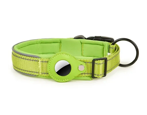 PROTEMIO GLOWY PAW Reflexný obojok pre Apple AirTag VEĽKOSŤ: L - svetlozelený