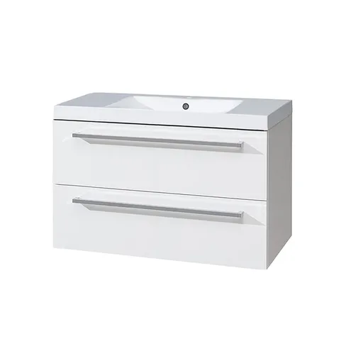 Mereo Bino, kúpeľňová skrinka s umývadlom z liateho mramoru 101 cm, biela CN662M