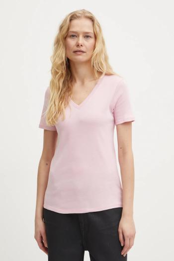 Bavlnené tričko United Colors of Benetton dámske, ružová farba, 3GA2E4230