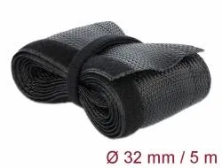 Delock Pletené opláštenie na suchý zips 5 mx 32 mm, čierne