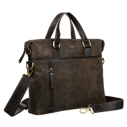 Hnedá kožená pánska taška na dokumenty s priestorom na notebook - Peterson