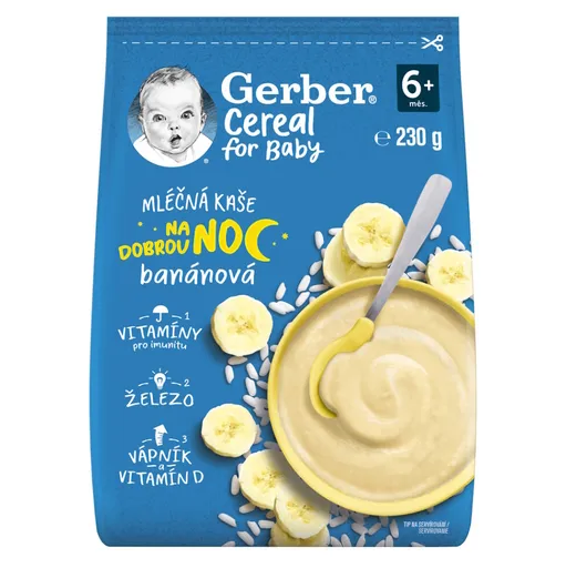 GERBER Cereal mliečna kaša na dobrú noc banán 6m+ 230 g