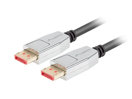 LANBERG pripojovací kábel DisplayPort 1.4 M/M, 8K@60Hz, 5K@120Hz, dĺžka 1,8m, čierny, so západkou, pozlátené konektory