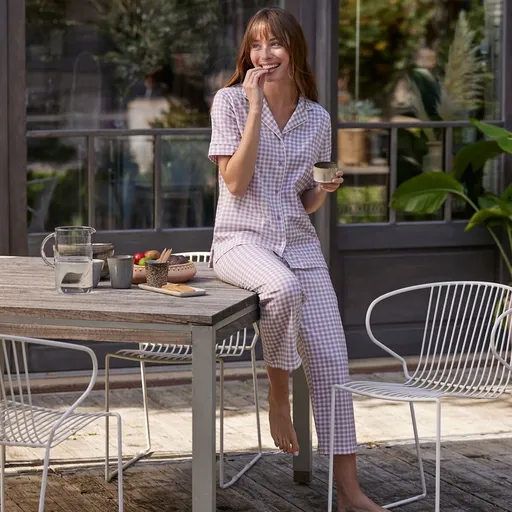 Pyžamo so 7/8 nohavicami s vichy kockou