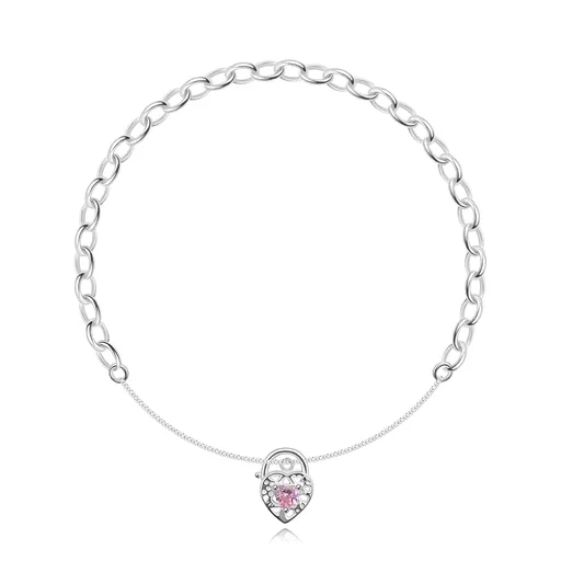 Náramok zo striebra 925 - srdce so zirkónom na retiazke