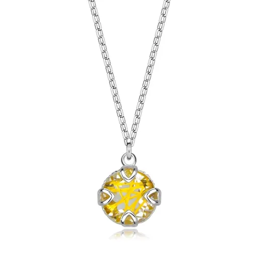 Strieborný 925 náhrdelník - prírodný rutil, Venušine vlasy zlatej farby