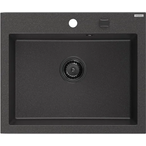 MEXEN/S MEXEN/S - Elix granitový drez 1-miska 600 x 500 mm, čierna kropenatá, sifón čierna 6525601005-76-B