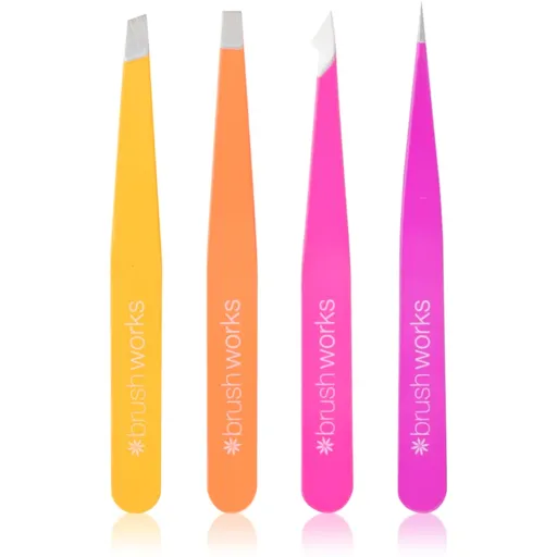 Brushworks Combination Tweezer Set sada pinziet na obočie typ Brights 4 ks