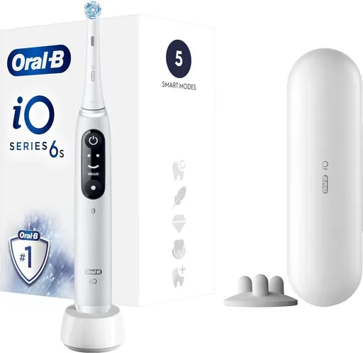 Oral-B iO Series 6 elektrická zubná kefka, 5 režimov, časovač, tlakový senzor, mobilné aplikácie, biela