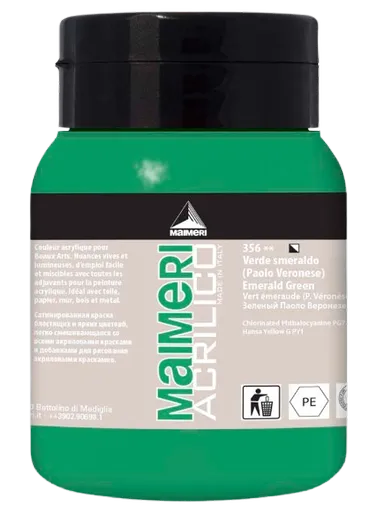 MAIMERI ACRILICO - Akrylové farby 356 - emerald green, 0,5 L