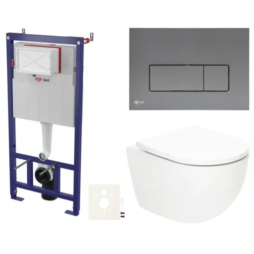 Závesný wc set SAT Fusion do ľahkých stien / predstenové vírové splachovanie SIKOSSTORFUGMM