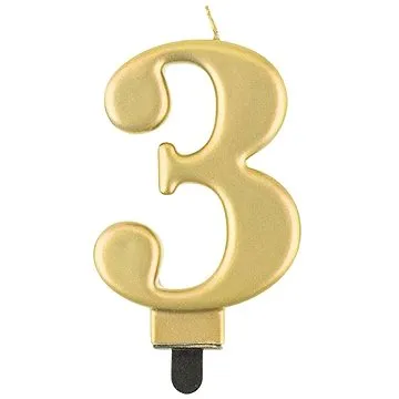 Narodeninová sviečka na tortu – 3 – metalická strieborná – 8 cm (5902973124316)