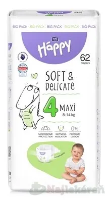 bella HAPPY Soft&Delicate 4 Maxi detské plienky (8-14 kg) 62 ks