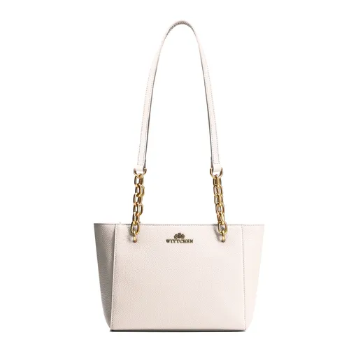Dámska ramenná kožená kabelka krémová 100-4E-604-0