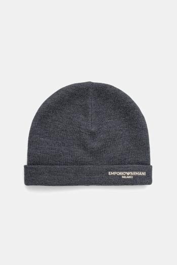 Vlnená čiapka Emporio Armani šedá farba, EM002715 AF18241