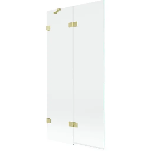 MEXEN/S - Lunar vaňová zástena 2-krídlová ľavá 90 x 150, transparent, zlatá kartáčovaná 897-090-100-55-00-L