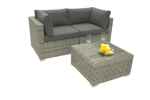 DEOKORK Ratanová variabilná zostava SEVILLA pre 2-3 osoby (sivá)