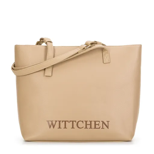 Dámska shopperka s vyrazeným logom béžová 99-4Y-436-9