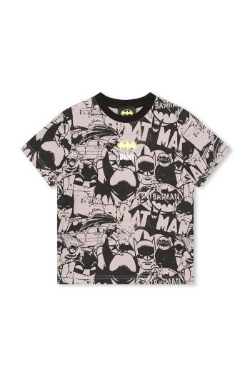 Detské bavlnené tričko Dkny x DC Comics čierna farba, vzorované