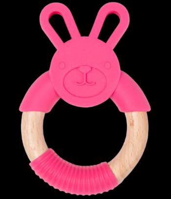 BO JUNGLE Hryzátko B-Teether Animal Wood Pink Rabbit