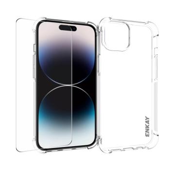 ENKAY SET Priehľadný obal + 2.5D ochranné sklo Apple iPhone 15 Plus