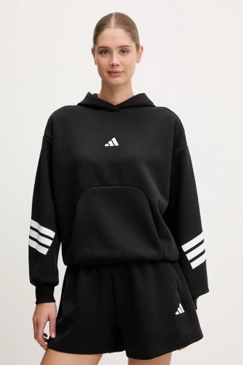 Mikina adidas Future Icons 3-Stripes čierna farba, s kapucňou, s potlačou, JC5426