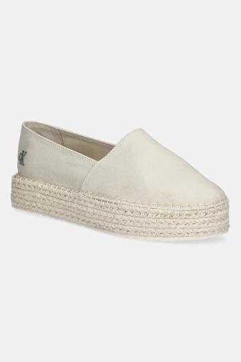 Espadrilky Calvin Klein Jeans FLATFORM ESPADRILLE MG/HDW béžová farba, na platforme, YW0YW01737