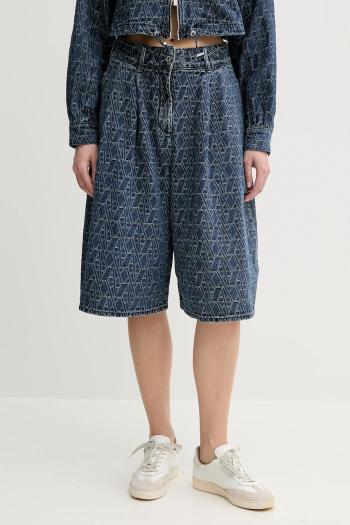 Rifľové krátke nohavice Armani Exchange tmavomodrá farba, vzorovaná, vysoký pás, XW001172 AF12844