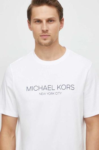 Bavlnené tričko Michael Kors pánsky, biela farba, s potlačou