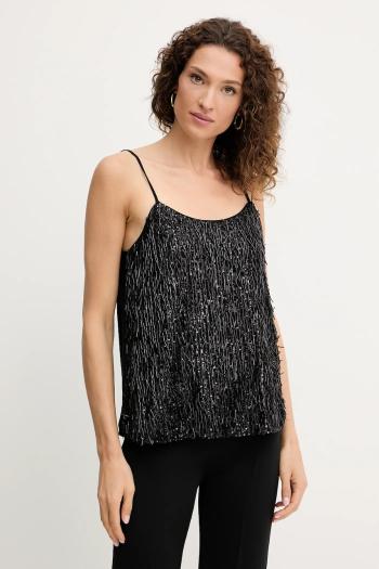 Top Twinset čierna farba, s nášivkou, 252TP2371