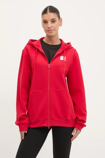 Mikina EA7 Emporio Armani červená farba, s kapucňou, s potlačou, AF12116.7X000044