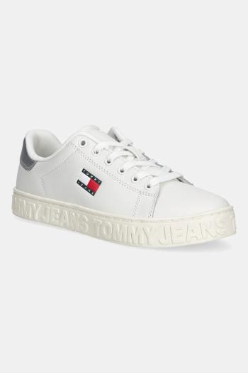 Kožené tenisky Tommy Jeans TJW LOGO SNEAKER ESS biela farba, EN0EN02703