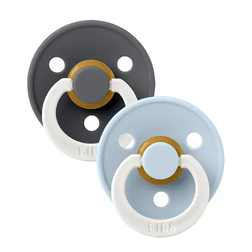 BIBS Cumlíky z prírodného kaučuku nočný Colour 2ks, veľkosť 3 - Iron / Baby Blue