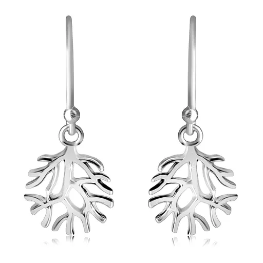 Strieborné 925 náušnice - rozvetvené korene stromu, jemná patina, afroháčiky