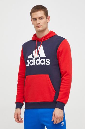 Mikina adidas pánska, červená farba, s kapucňou, vzorovaná, IL5656