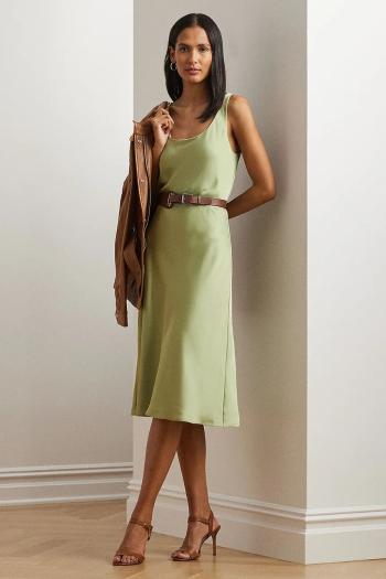 Šaty Lauren Ralph Lauren zelená farba, midi, áčkový strih, 200970168