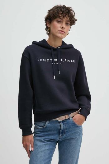 Mikina Tommy Hilfiger dámska, tmavomodrá farba, s kapucňou, s nášivkou, WW0WW43598