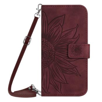 ART SUNFLOWER Peňaženkový obal so šnúrkou pre Samsung Galaxy A26 bordový