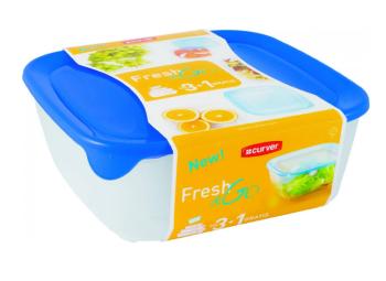 CURVER Sada dóz na potraviny FRESH & GO 2,9L+1,7L+0,8L+0,25L | transparentná / modrá