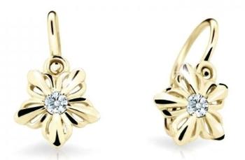 Cutie Jewellery Detské kvietkové náušnice zo žltého zlata C2238-10-X-1 biela
