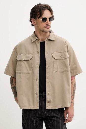 Košeľa Dickies pánske, zelená farba, regular, s klasickým golierom, DK0A4Z7Q0DS1