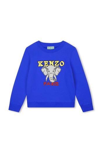 Detská bavlnená mikina Kenzo Kids tmavomodrá farba, s potlačou