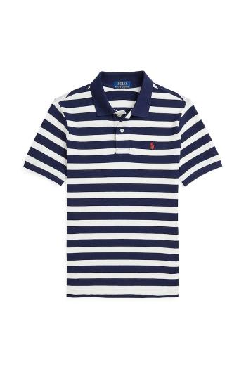 Detská bavlnená polokošeľa Polo Ralph Lauren tmavomodrá farba, vzorovaný, 323958166001