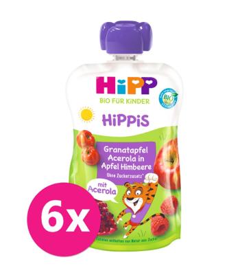 6x HIPP BIO HiPPiS Jablko-Maliny-Granátové Jablko-Acerola 100 g, od 1 roka