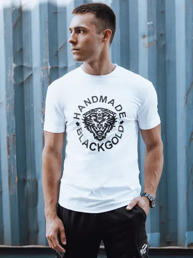 Pánske tričko s potlačou bielej farby Dstreet RX5582