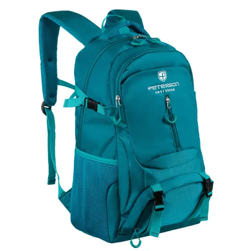 Priestranný ruksak z polyesteru v modrej farbe s viacerými vreckami - Peterson
