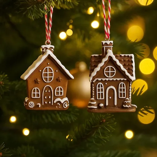 PM Euro-Trading Ozdoby na stromek Perníkové chaloupky, sada 2 ks