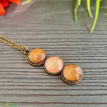 Sötét bronz - metál arany - bronz pötty nyaklánc