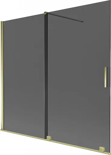MEXEN/S - Velar dvojkrídlová posuvná vaňová zástena 170 x 150, grafit, zlatá 896-170-000-41-50